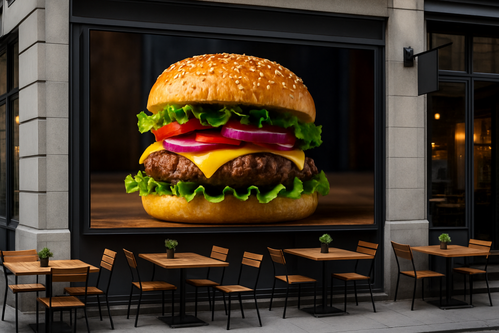 Painel de LED em prédio empresarial ou fachada institucional