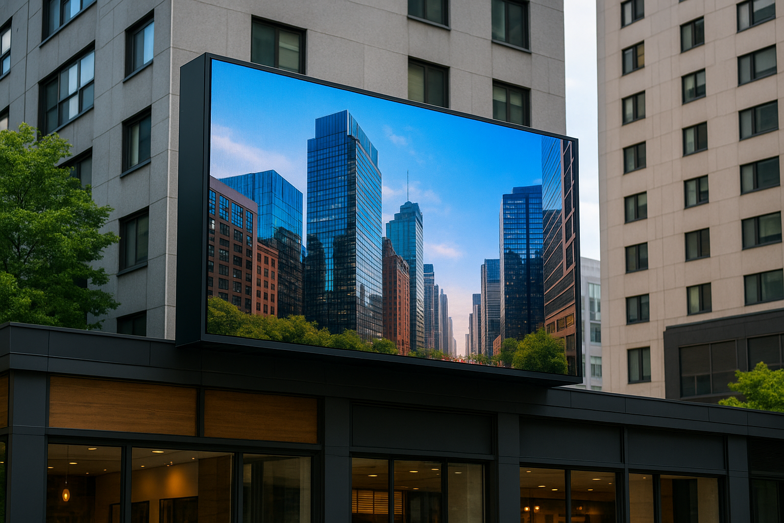 Painel de LED instalado em área urbana de Santo André com tráfego intenso