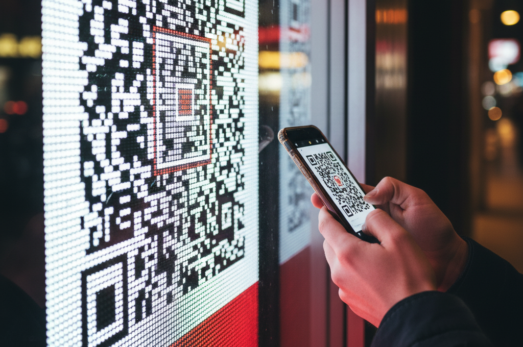 Mensuração e engajamento: o QR Code no painel de LED é a ponte entre sua loja física e seu e-commerce.