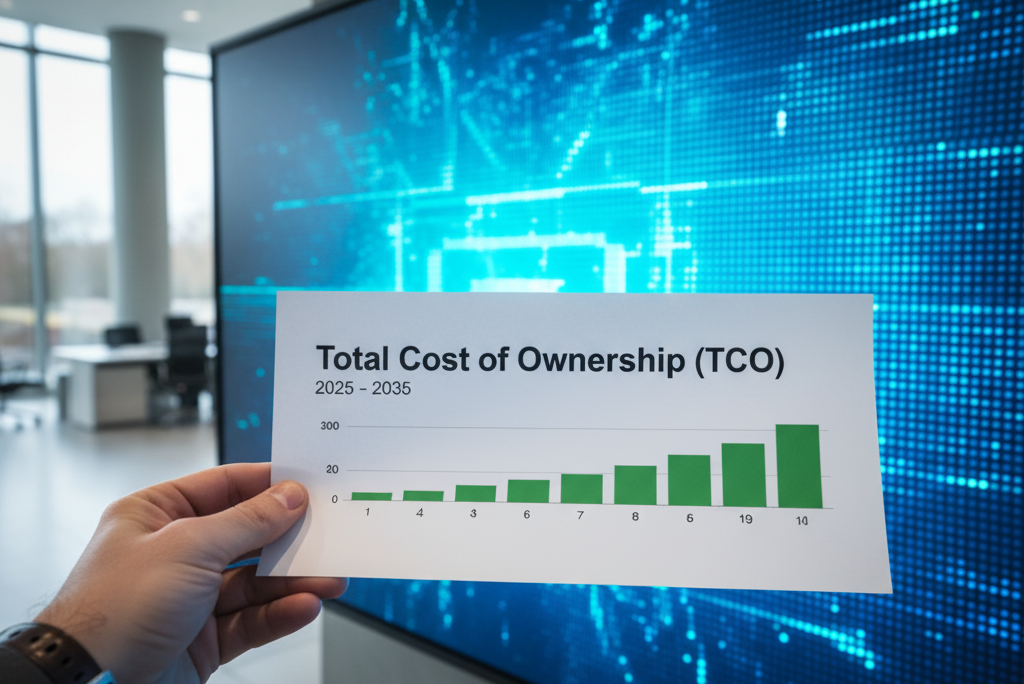 Invista com segurança: o custo total de propriedade (TCO) do painel de LED comprova sua vantagem a longo prazo.