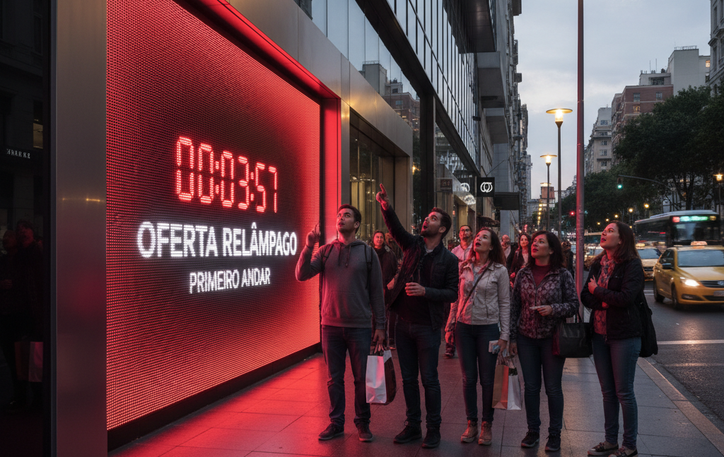 Aproveite o poder da urgência: um painel de LED cria um apelo visual que exige ação imediata do cliente.